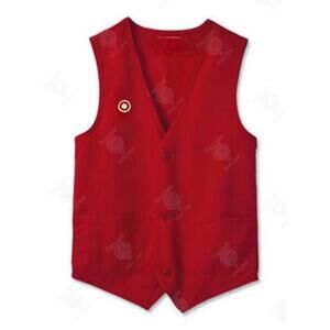 Red Vest BUTTON , Red employee vest, red vest